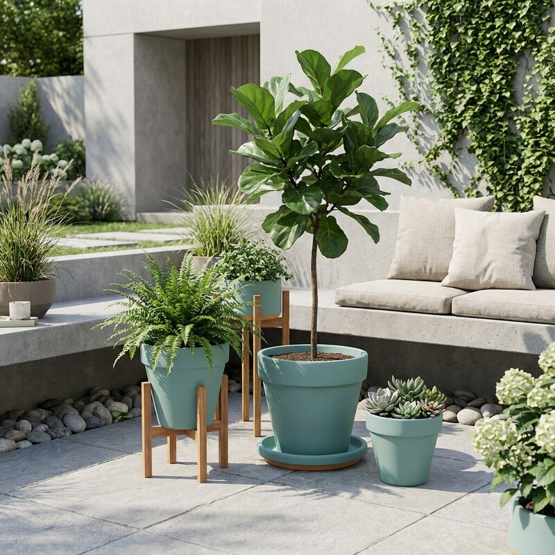 Small and Simple Blue Ceramic Flower Pot with a Round Mouth, Large Size, Versatile for Home Indoor and Outdoor Decoration, Plant Pot, Flower Vessel