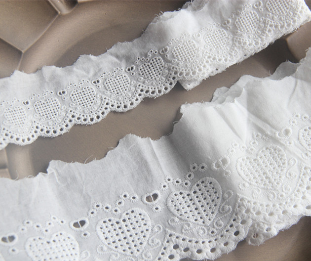 D25D24 Japanese version of handmade fabric clothing lace cotton lace lace retro heart-shaped hollow embroidery