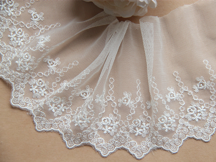 E3E9 day edition handmade DIY clothing accessories cotton mesh silk thread fine rose embroidered lace width 11cm