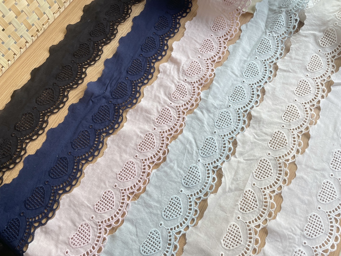 D25D24 Japanese version of handmade fabric clothing lace cotton lace lace peach heart hollow embroidery