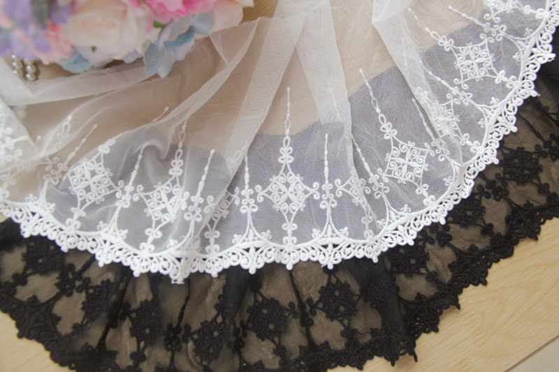 A7D23 handmade DIY lace lace lace accessories Gothic embroidery black and white cotton mesh silk thread embroidery lace width 13