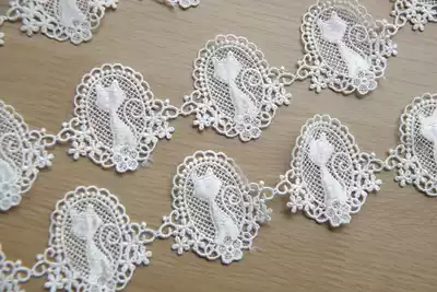 D26K6 Handmade DIY clothing accessories Japanese version lace mirror cat water-soluble silk embroidery lace width 4 5cm