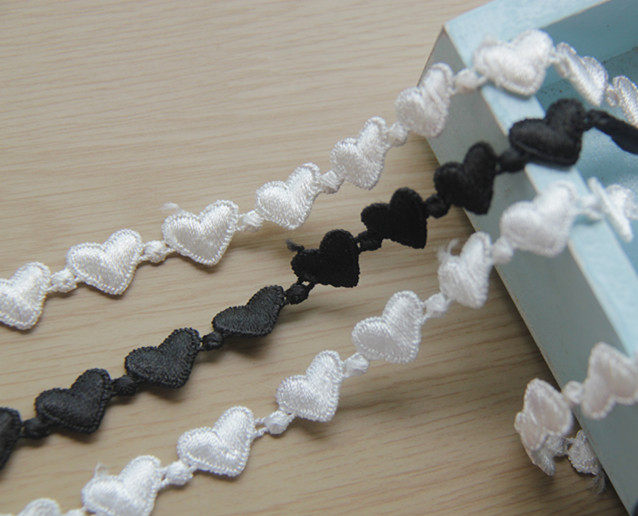 B5J3 Day Edition Handmade Clothing Accessories Lace Water Soluble Silk Thread Embroidered Heart-shaped Lace Width 1cm