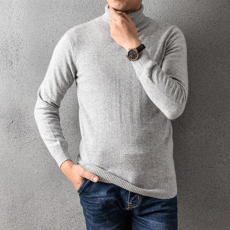 Autumn Winter New Pure color cashmere sweater men high collar sweater trendy Korean version headsets goat sweater jersey underweaters 
