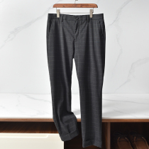 2021 Spring and Autumn new mens loose straight pants English style plaid pants youth Joker casual trousers