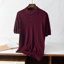 2021 spring and summer new worsted cashmere T-shirt men POLO collar business casual knitting half sleeve 100% cashmere
