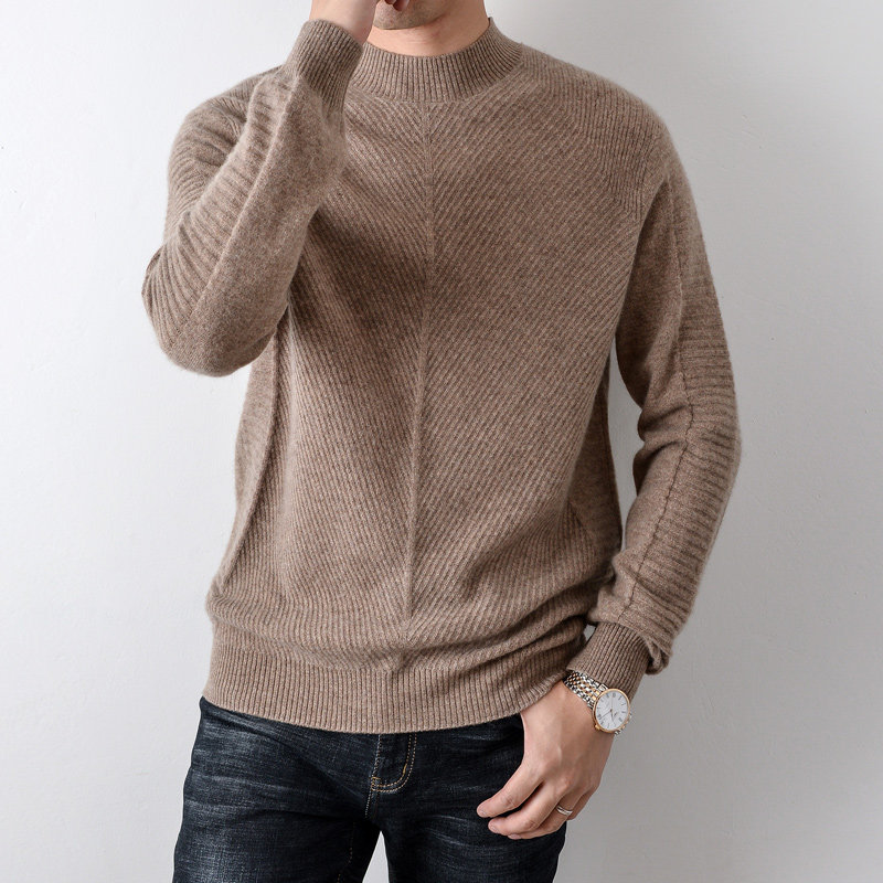 Semi-high-collar cashmere sweatshirt for young winter sets of underpints jersey-weaters casual Korean version loose pure-coloured sweaters