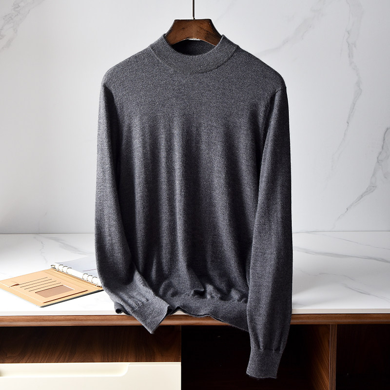 2022 autumn and winter new 100% cashmere sweater men's half turtleneck worsted pure cashmere sweater comfortable bottoming shirt