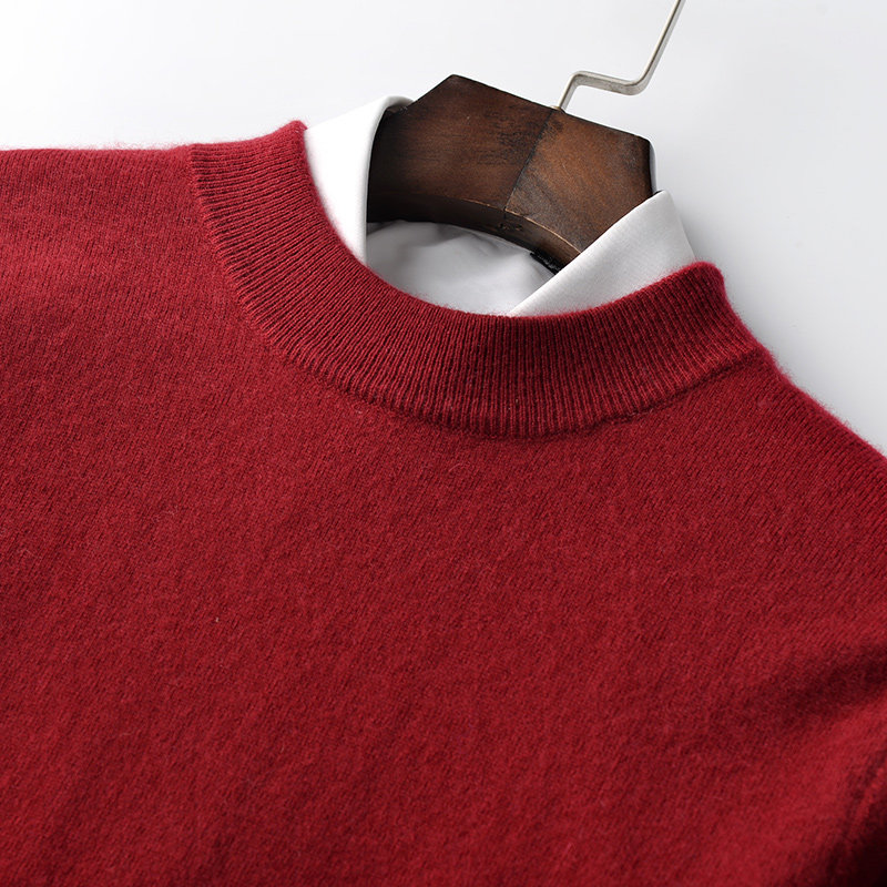 2020 new autumn and winter cashmere sweater men's half-high round neck pullover knitted Korean version thin solid color sweater base