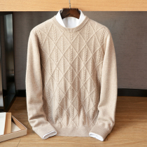 2021 autumn and winter New 100% cashmere sweater mens round neck long sleeve solid color sweater pure cashmere casual sweater
