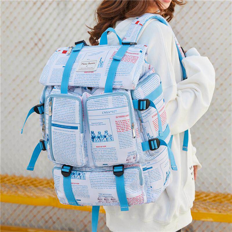 ER school bag women's oversized capacity backpack travel backpack multifunctional leisure travel bag space blue theme