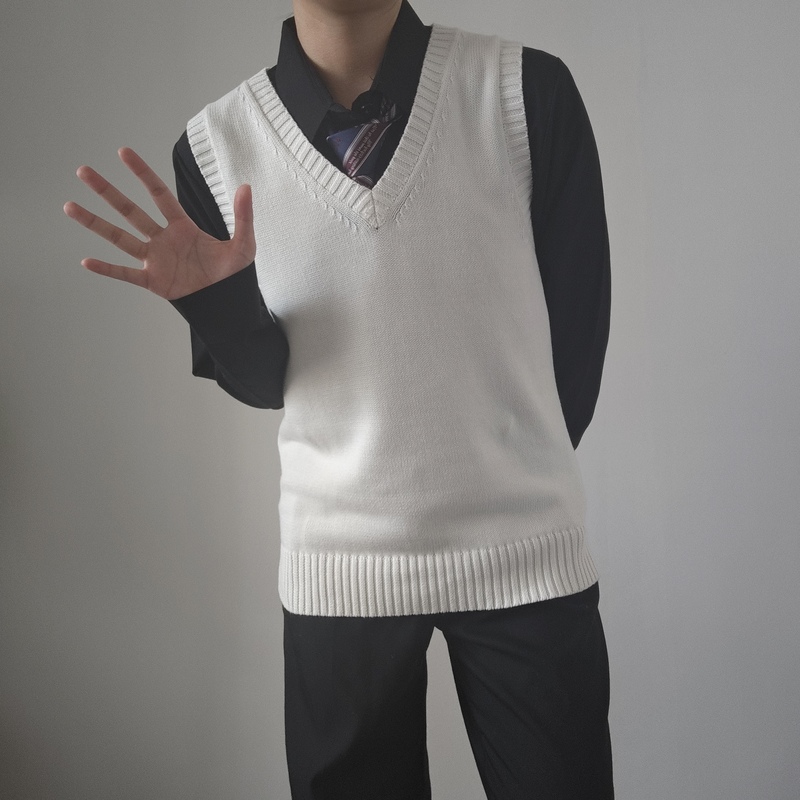 Pure Cotton Sweater Vest Jkdk Uniform Vest for Boys and Girls in Multiple Colors for Autumn and Winter, Student High-End V-Neck Knitwear