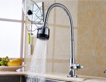 Kitchen faucet single cold washing basin full copper body universal rotatable balcony laundry pool in wall cage home