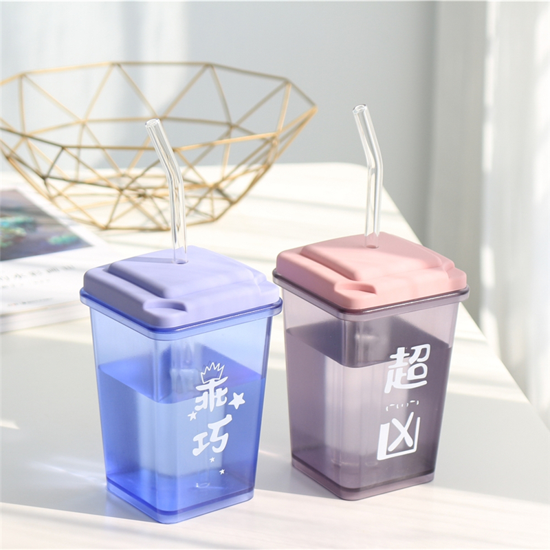 Young Girl Hearts Nets Red Straw Cups Minimalist Home Water Glasses Ladies Cute Anti-Fall Fairy students with straw