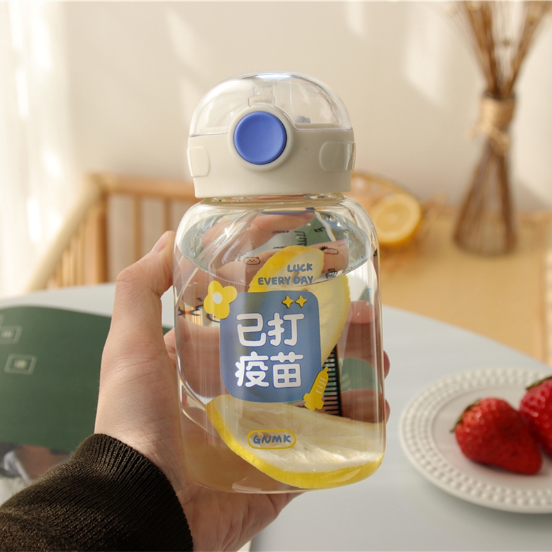 Personality Text Glass Cups Creative students Men and women Straws Water Glasses with Scales Mesh Red High Face Value Minimalist Cups