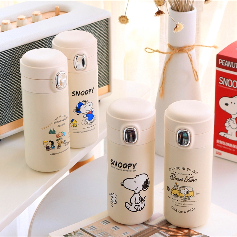 Snoopy vacuum cup female portable simple and lovely students INS Feng Shui cup cartoon fresh son is a girl's cup