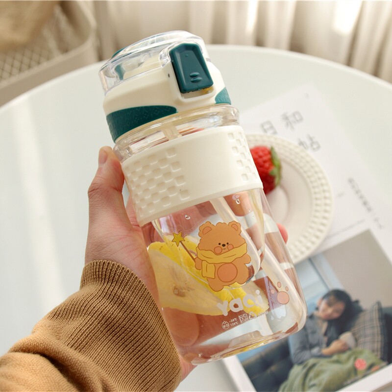 Adult straw cup outdoor sports water cup net red female student men's plastic anti-fall portable simple bomb cover cup