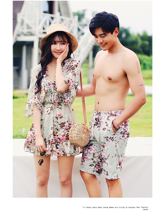 Cặp đôi ngọt ngào áo tắm nữ phiên bản Hàn Quốc của bộ bikini ba mảnh giảm béo bụng tắm biển spa đôi tình nhân 	đồ đôi tắm biển đẹp