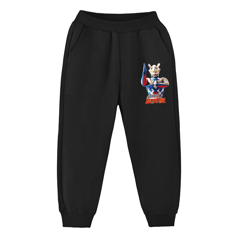 Ultraman Boys' Spring and Autumn Long Pants, Pure Cotton Trousers, 2024 New Summer Children's Thin Casual Sweatpants, Sports Pants