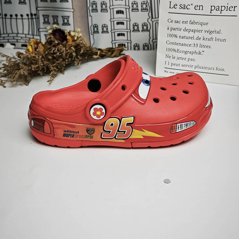 [Hot-Selling Item] Roo Lightning Car-Shaped Clogs 95 Children's Non-Slip Sandals and Slippers for Outdoor Leisure