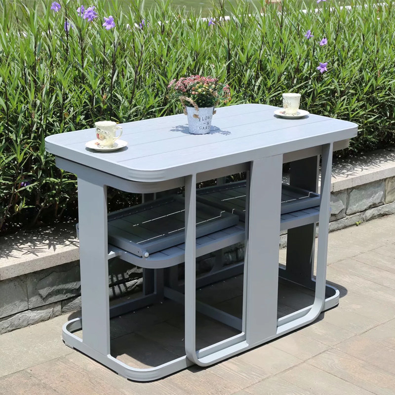 Balcony Small Table Chair Three Sets Outdoor Open-air Garden Outside Pendulum Minima Outdoor Plastic Wood Villa Courtyard Table And Chairs