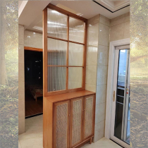 Log solid wood customized various screens partitions entrance cabinet storage cabinet frame palace lattice rattan weaving glass hole board