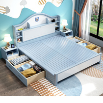 Solid wood childrens bed boy 1 5m small apartment storage bed 1 2 girls bedroom single princess bed modern simple