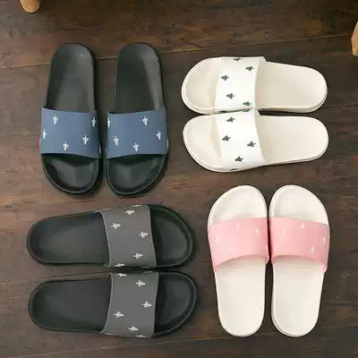 Bathroom Korean version of home indoor home soft-soled slippers shoes men's non-slip black and white slippers female summer 2018 New