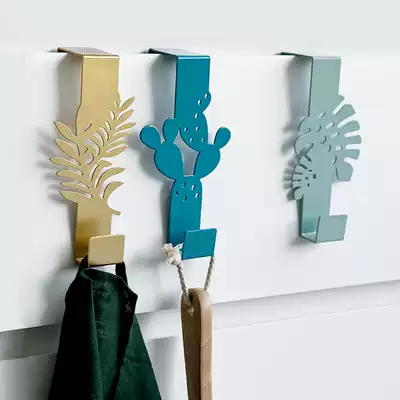Nordic creative turtle-back leaf punch-free single door rear hook seamless powder room hanger door-back shelf