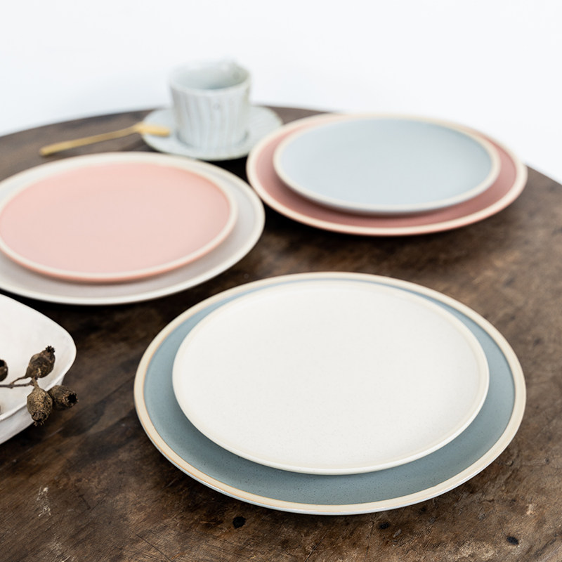 Limlife Morandi Ceramic Cutlery Dish Plate Home Creative Composition Pottery Parquet Disc fruit tray