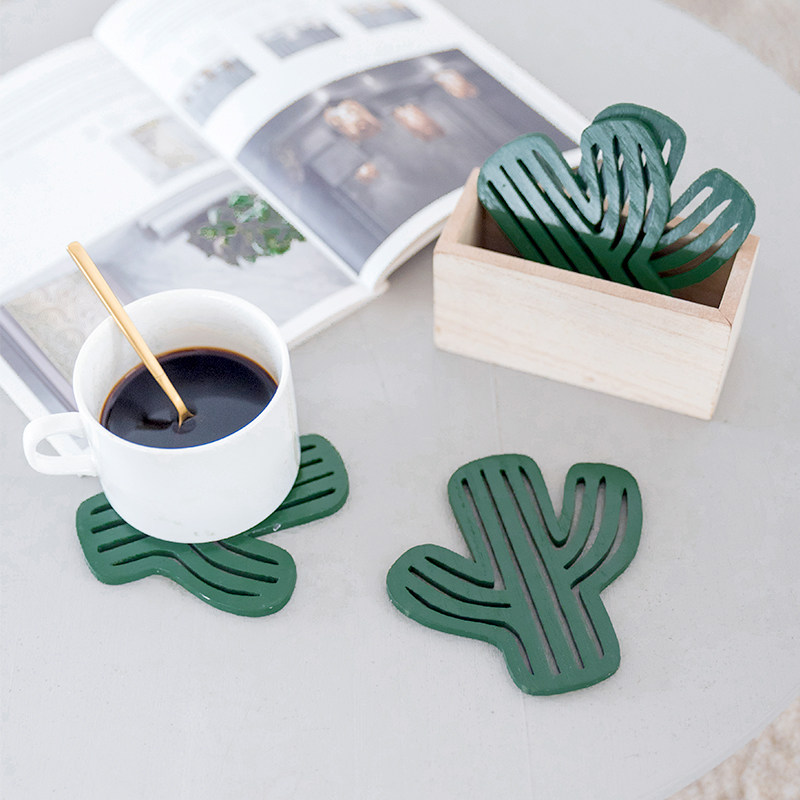 Limlife cactus cup cushion creative woody Nordic green Mori series coffee cup bowls cushion anti-burn and heat insulation mat