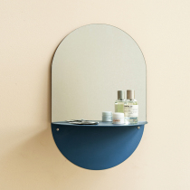 Nordic simple semicircular shelf storage rack living room wall iron Morandi color storage rack wall mirror wall hanging mirror