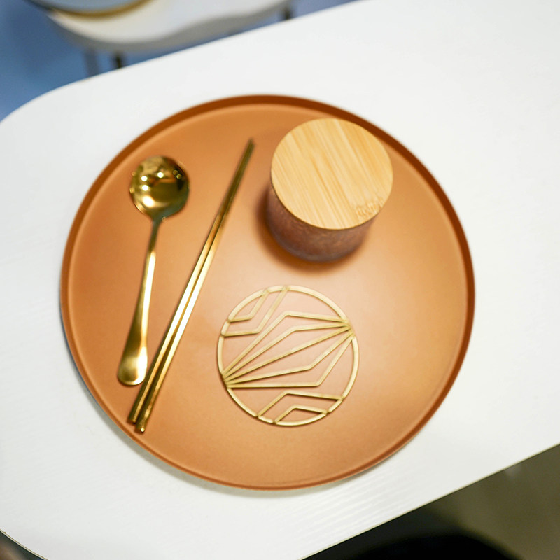 Retro Nordic Decorative Metal Containing Tray Tea Set Tea Tray Minima Water Cup Fruit Tea Table Home Round Big tray