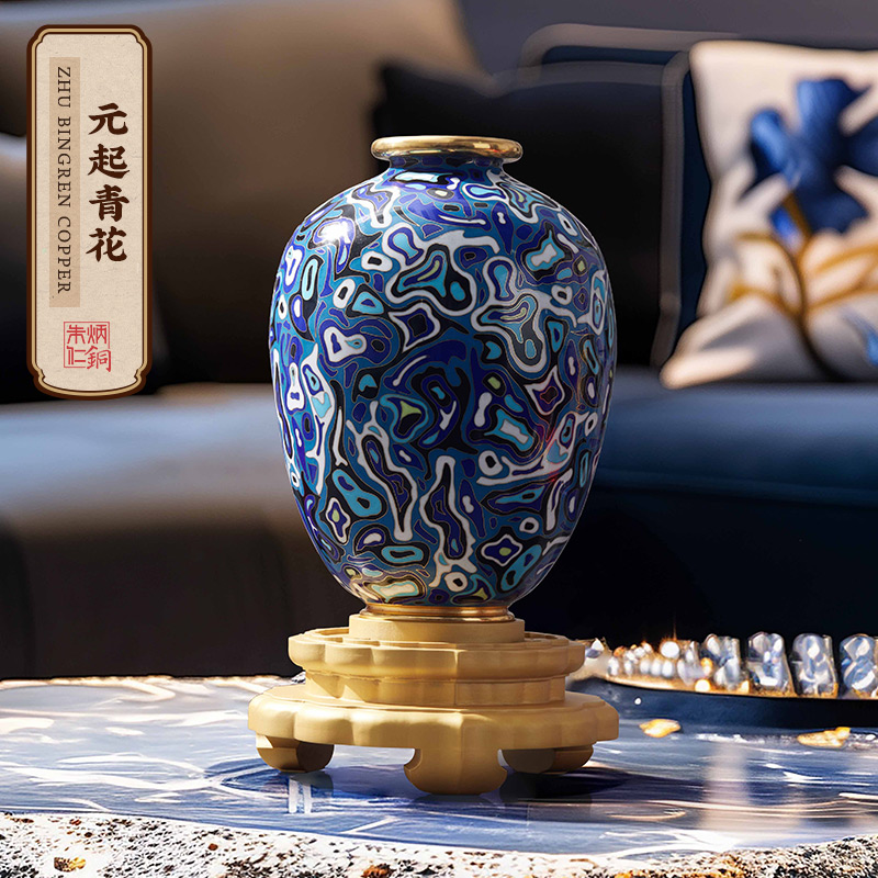 朱炳仁铜元起青花彩铜瓶，艺术收藏界的十二式美学密码🧐--淘宝好物网