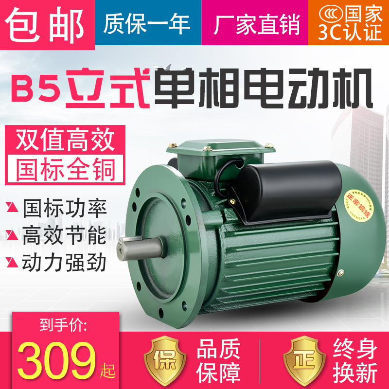 B5 single-phase vertical motor 220V0 75 1 1 1 5 3KW kilowatt deceleration copper wire electric motor home