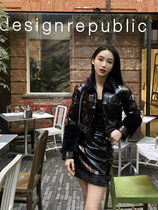 (La lune Du Ciel) LLDC autumn and winter short imported sheepskin stitching fashion fried street skirt