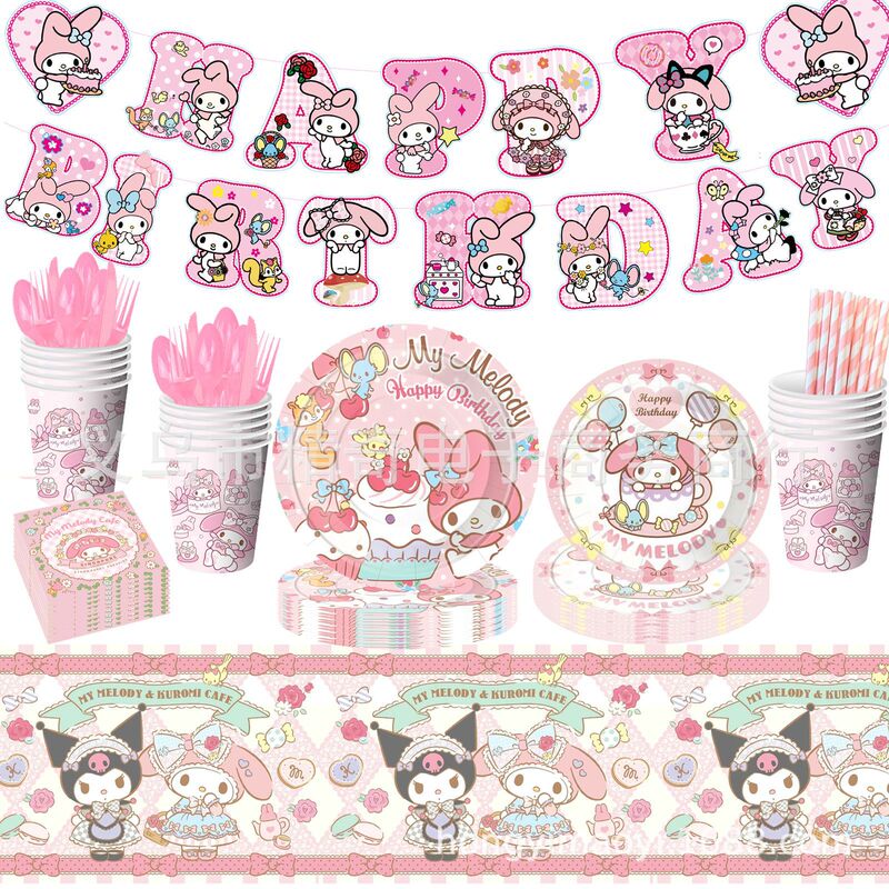 My Melody Themed Party Tableware Birthday Party Disposable Thickened Paper Plates Absorbent Paper Towels Birthday Scene Decoration My Melody Themed Party Tableware Birthday Party Disposable Thickened Paper Plates Absorbent Paper Towels Birthday Scene Decoration