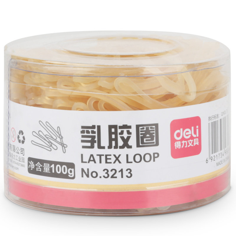 得力100g乳胶圈橡皮筋办公财务会计用捆扎多用途韧性牢固耐用橡胶圈3213文具用品家用学校酒店办公多功能用途