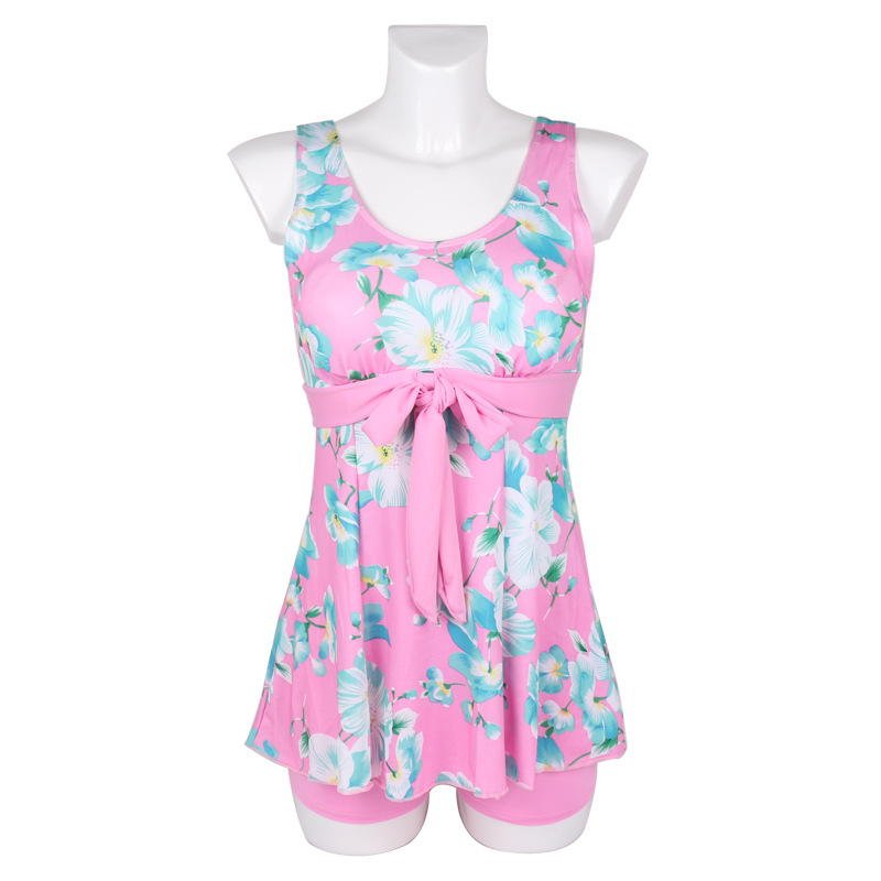 Gửi mũ bơi suối nước nóng XL cho nữ áo tắm mẹ bảo thủ che bụng mỏng chia váy boxer áo tắm béo MM đồ bơi 2 mảnh cổ yếm	
