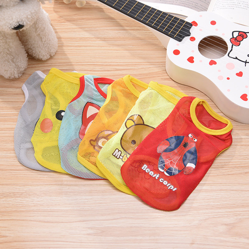 Pet vest dog vest Teddy pet clothes puppy cartoon grid T-shirt summer new factory direct sale