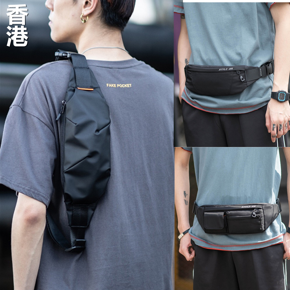 Hong Kong mobile phone pocket multi-functional tide brand one-shoulder sports cross-body bag chest bag backpack messenger bag men's ins tide small bag