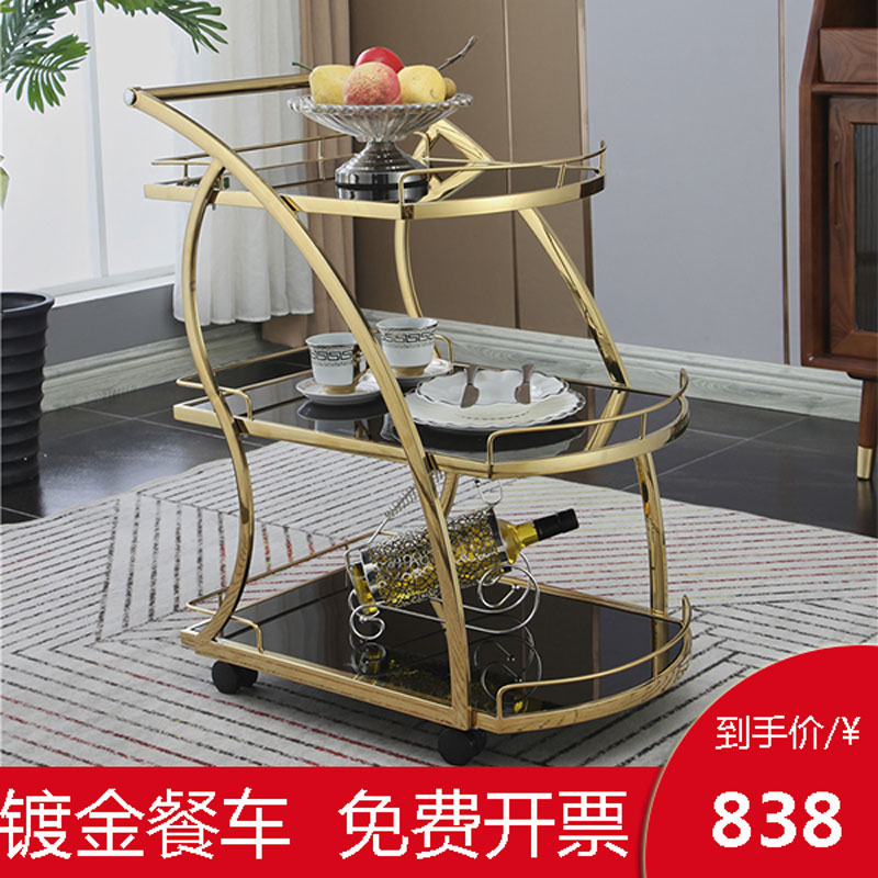 Hand push stainless steel food delivery truck dim sum car 4S shop cake cart cart cart restaurant high-grade liquor truck mobile tea truck