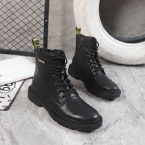 Martin boots Mens spring autumn single boot 2021 Summer thin leather 100 lap short boot thick bottom heightening Inn wind boys boots