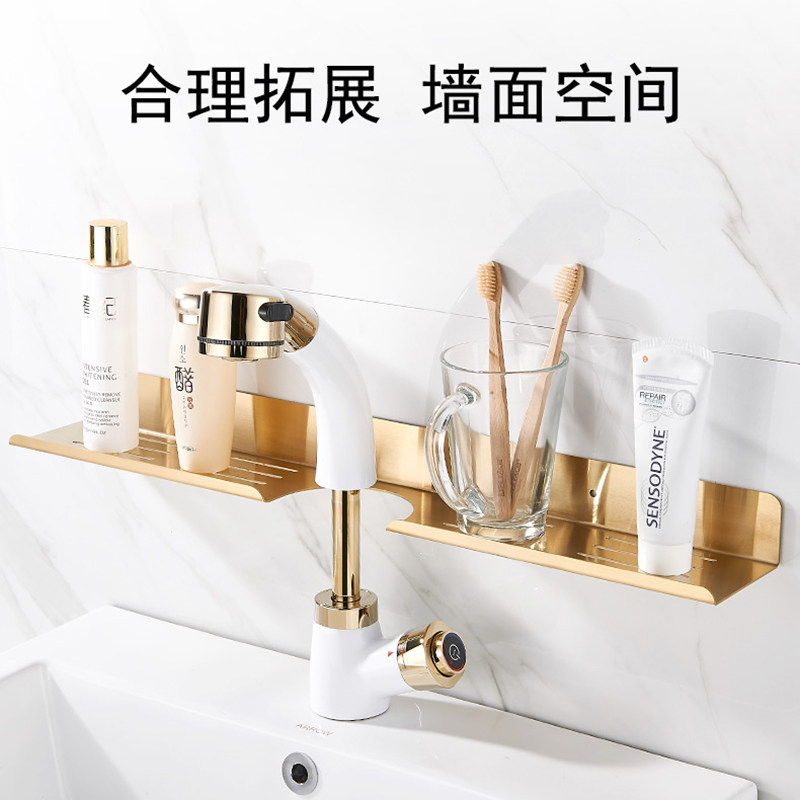 Free Punch Space Aluminum Bathroom Shelve Makeup Room Wash Bench Toilet Tap Makeup Rack Mirror Front Holding Tray