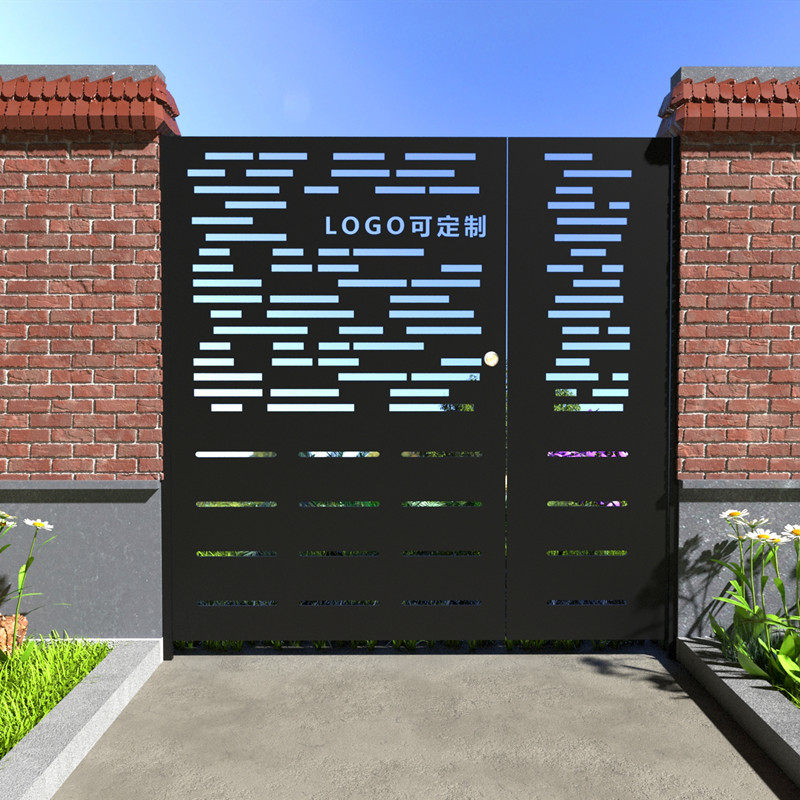 Iron Art Size doors courtyard door Country gate Villa Gate Iron Walled Gate Galvanized Double Switch Anti Rust Pair Open Door