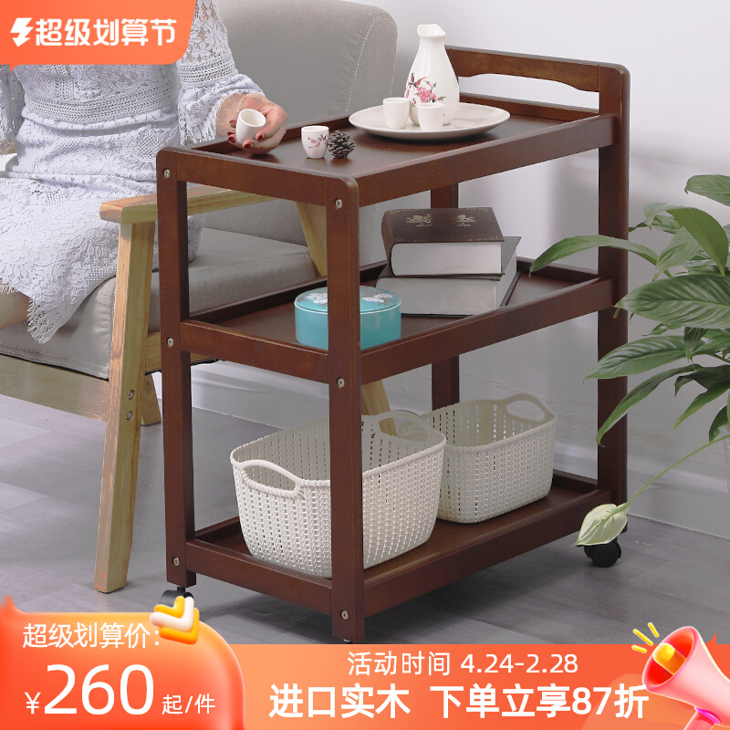Solid wooden cart imported commercial mobile tea delivery truck restaurantHousekitchen cart rack