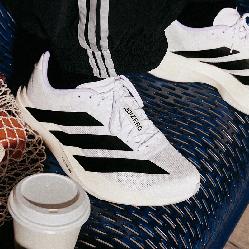 Adidas/Adidas Adizero Evo Sl Men's Racing Cushioning Running Shoes White Black Jh6206