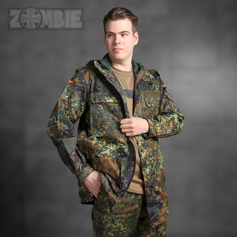 German Original Outdoor Jungle Camouflage Parka Tactical Combat Mid-Length Windproof Coat Military Jacket
