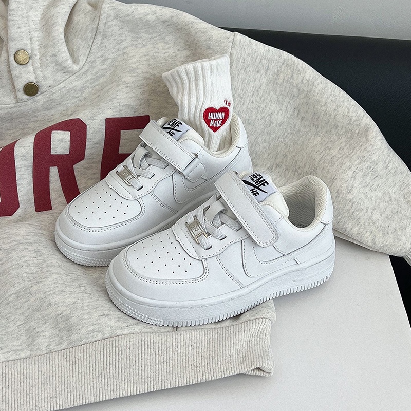 Genuine Leather White Sneakers for Children, Air Force One Style, 2026 Spring and Autumn Models, Boys and Girls, Toddlers and Babies