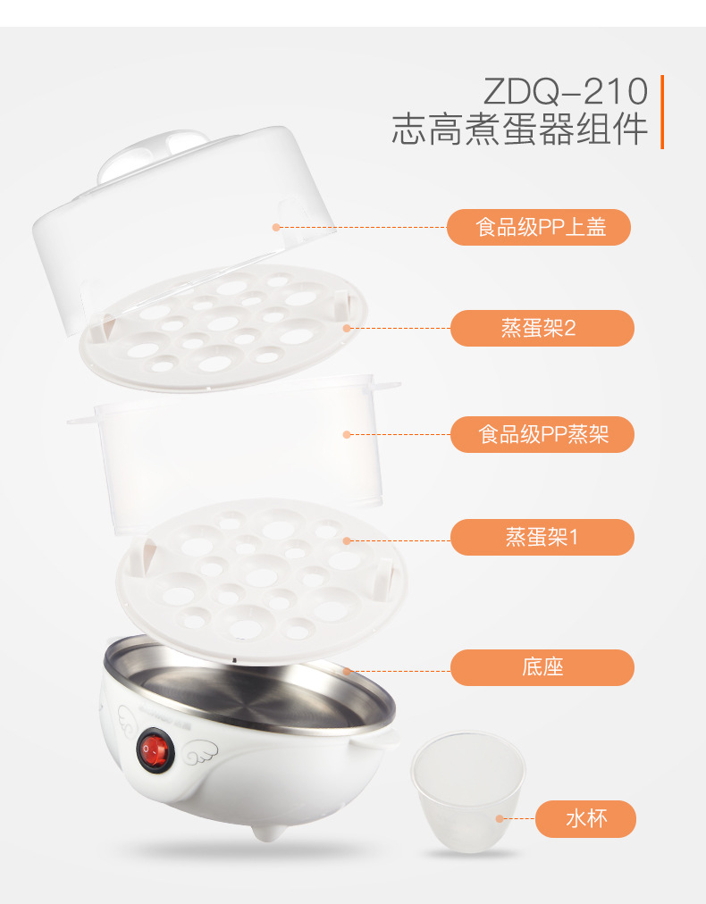Shigao nhà hấp trứng tự động tắt nguồn 1 người ăn sáng nhỏ máy tạo trứng ký túc xá 溏 心 - Nồi trứng các loại nồi lẩu mini